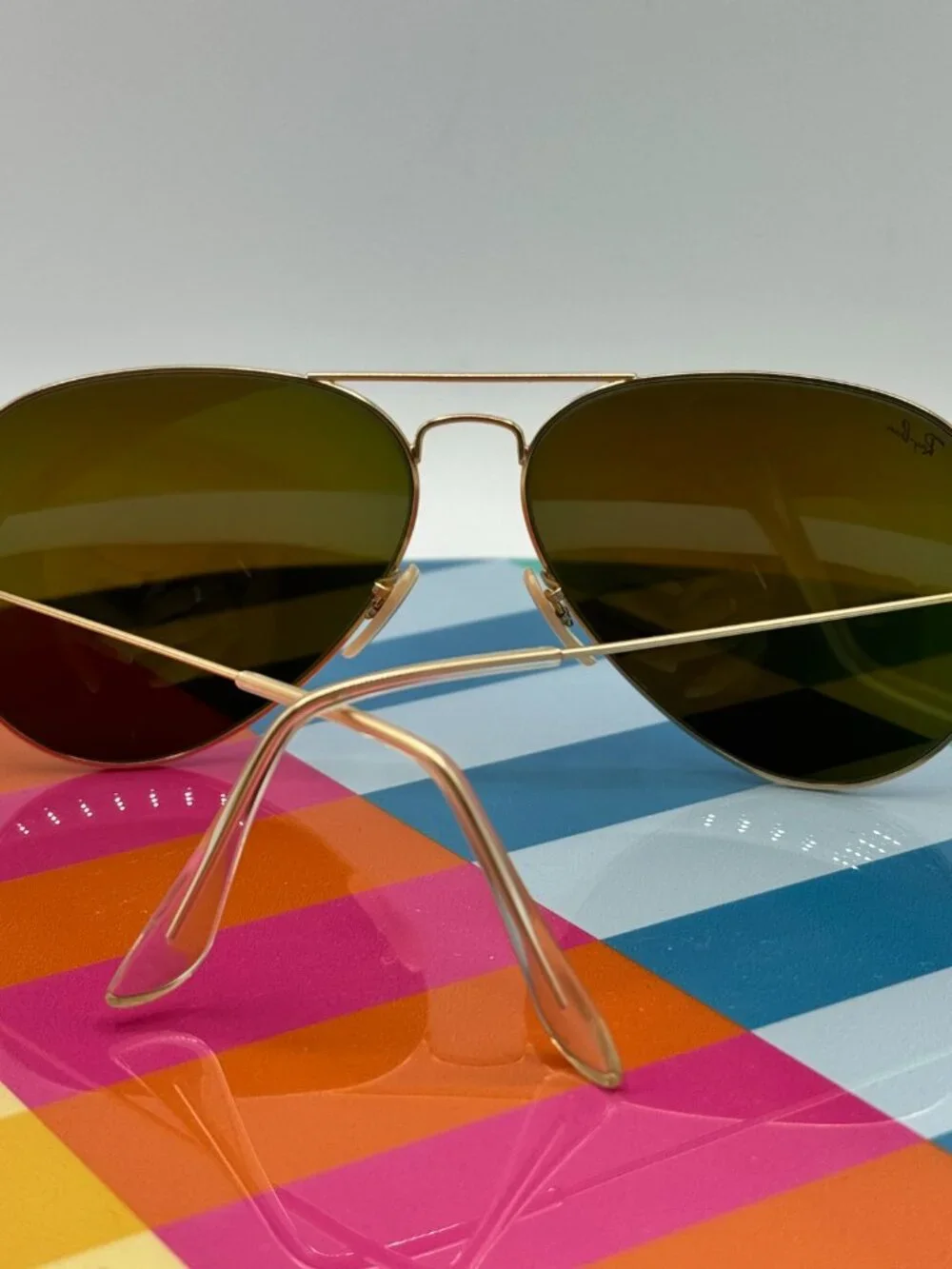 Ray-Ban Large RB3026 112/17 Gold Frame Sunglasses/Blue Flash Mirrored Lenses RAY BAN ITALY RB3026 62[]14 112/17 BLUE MIRRORED LARGE METAL  main image 4